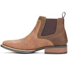 Men's Square Toe Denim Boots, All-Weather Slip-On Work & Casual Western Chelsea Boots - Two-color - View 1