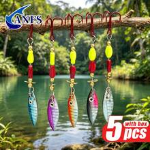 ANFS 5pcs Rotating Fishing Lures With Tackle Box, Bass Trout Salmon Hard Metal Fishing Bait Set - Multicolor - View 3