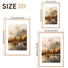 HIMEETIME 1/2/3/4/6件橡木實木相框，多尺寸A3/A4/30x40cm，白色/黑色/原木色/棕色木框，極簡桌面與壁掛式，居家與辦公室裝飾，適用於家庭、旅行、畢業、婚禮照片與藝術品，理想禮物 - 1pc - 查看 6