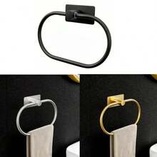 1pc Multifunctional Towel Ring, Waterproof And Drill-Free, Ideal For Bathroom, Kitchen And RV, Suitable For Various Wall Surfaces, Beautiful And Practical, High-Quality Stainless Steel Square Design, Available In Multiple Colors. Bathroom Accessories - Great Gift - A - View 1
