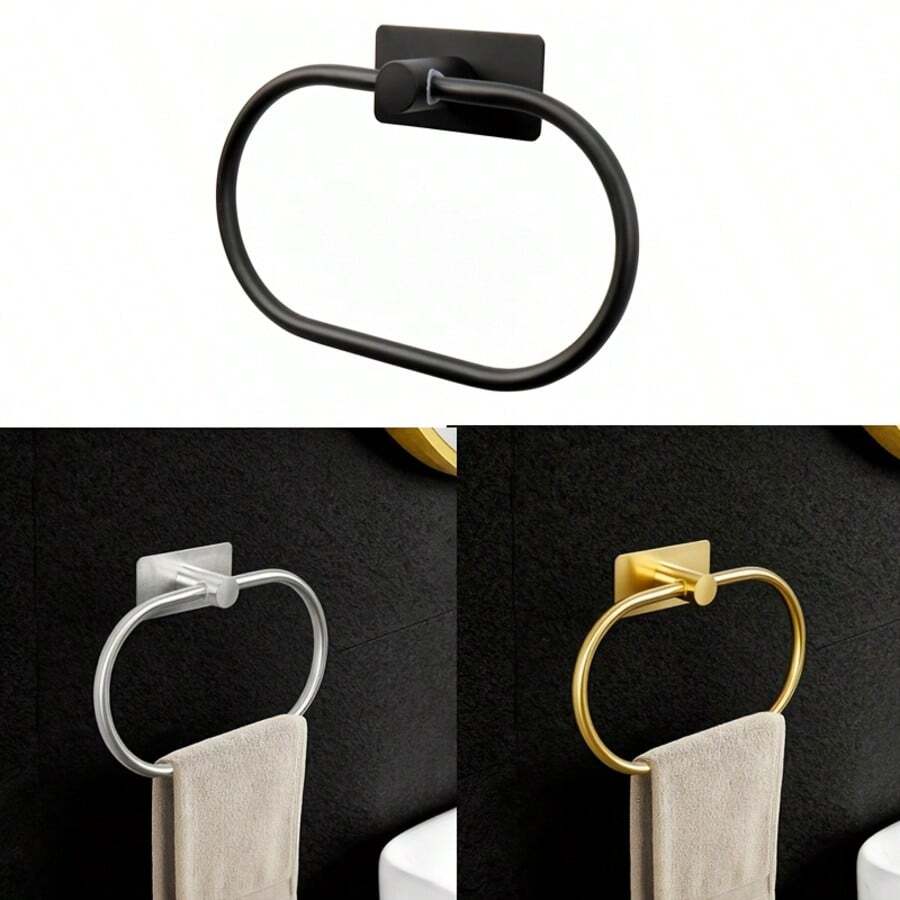 1pc Multifunctional Towel Ring, Waterproof And Drill-Free, Ideal For Bathroom, Kitchen And RV, Suitable For Various Wall Surfaces, Beautiful And Practical, High-Quality Stainless Steel Square Design, Available In Multiple Colors. Bathroom Accessories - Great Gift - A - View 1