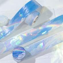 30mm*1m 夢幻星空 PET 和紙膠帶，復古雲朵、月亮 & 彩虹圖案防水可愛貼紙，DIY 手帳背景裝飾材料，多用途剪貼簿用品 & 日常學校辦公文具 - 圓形 - 查看 6