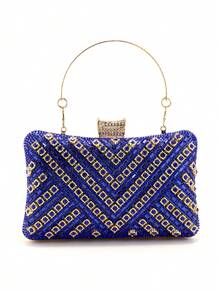 Bolso de mano para con asa de metal, bolso de noche con diamantes, bolso de mano dorado para boda, bolso de hombro con cadena, bolso pequeño - Oro rosa - Ver 9