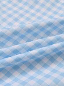 1pc Plaid Pattern Kitchen Short Curtain With Lace Trim And Pom Pom Decoration, Rod Pocket Top (Curtain Rod Not Included) Cabinet Curtain, American Country Pastoral Style Half Curtain, Suitable For Kitchen, Cafe, Bedroom And Other Decor - Blue - View 6