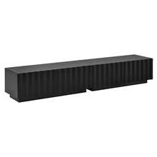 TV Unit, Modern Low Cabinet With Wavy Front, Ample Storage Space, Push-To-Open Mechanism: Minimalist TV Unit For The Living Room. - Black - View 8