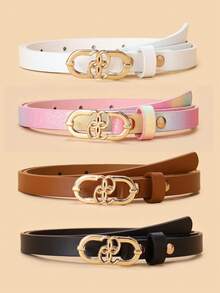 4PCS Set New Teenager Thin Waist Belt High-End PU Pants Belt Jeans Decoration Waist Belt - Multicolor - View 2
