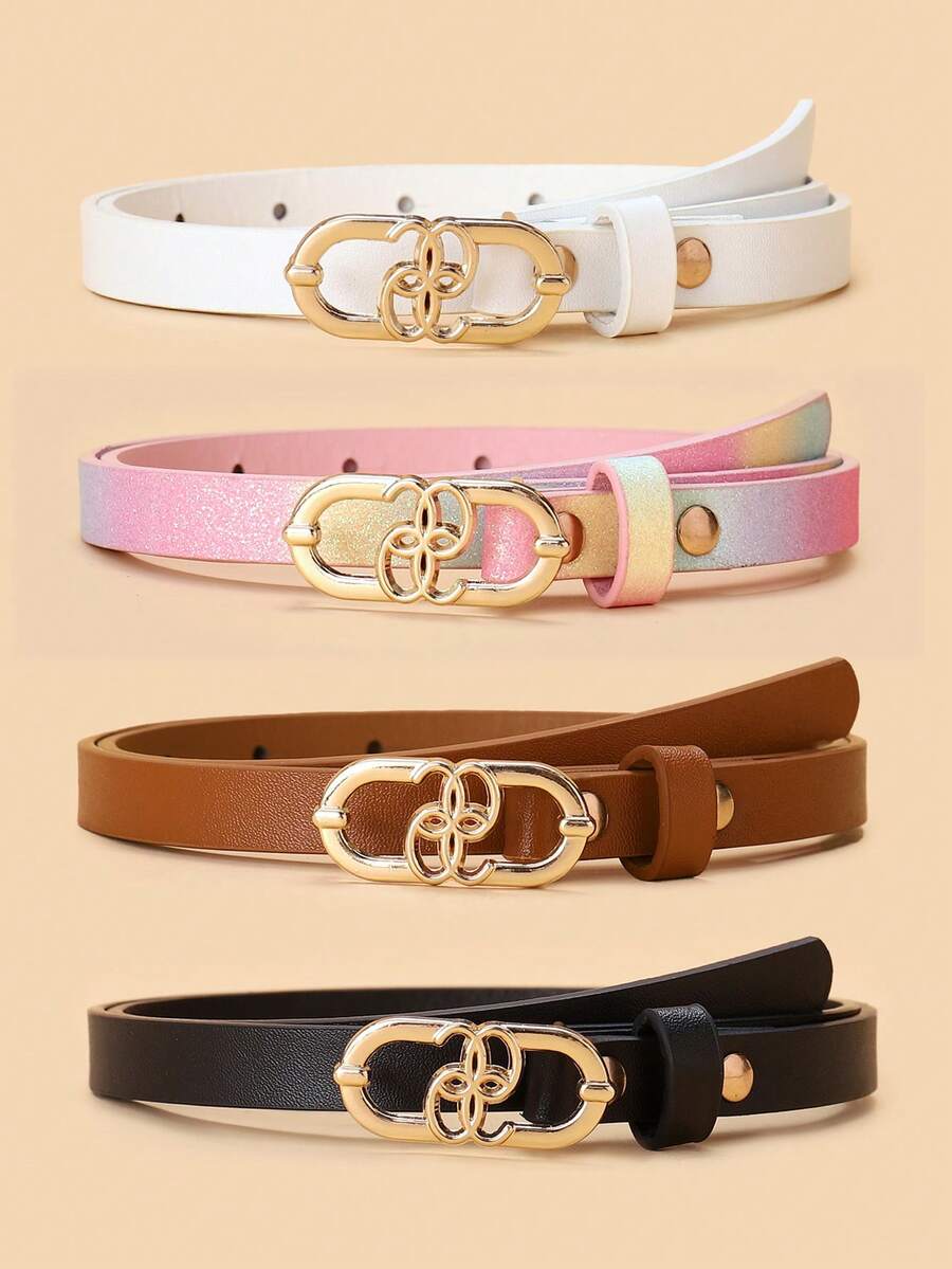 4PCS Set New Teenager Thin Waist Belt High-End PU Pants Belt Jeans Decoration Waist Belt