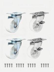 4pcs Heavy Duty Swivel Casters With Brakes - Durable Metal Structure, Ideal For Office Cabinets, Workbenches, Storage Boxes And Sliding Doors, Includes Mounting Hardware, Heavy Duty Casters - Pulley - View 13