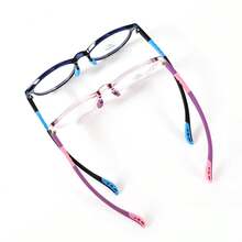 [1 pieza] Gafas decorativas de cristal ovalado sin receta para niños, estilo preppy, material TR, montura de gafas profesional, ultraligera, bloque de color, para niños y niñas, de 7 a 13 años, uso casual diario - Estilo ovalado AA - Ver 13
