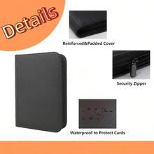 Premium Card Storage Album, With 50 Removable Transparent Insert Pages And 4 Double-Sided Pockets, Total 400 Pockets, Suitable For Baseball/Football Cards, Game Cards, Sports Cards And All Standard Size Trading Cards, Perfect For Birthday, Easter, Thanksgiving, Back To School Gifts And School Supplies - Black - View 7