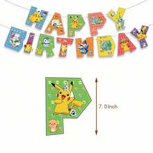 16 Stücke-Pokémon Geburtstags-Party-Deko-Set, Happy Birthday Buchstaben-Banner + Waben-Tischdekoration + Hängende Wirbel, Kinder Anime Themen-Party-Zubehör - B4-26 - Übersicht 6
