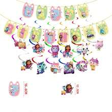 1件 Gabi Dollhouse 可愛生日派對裝飾橫幅，新年禮物、情人節禮物、復活節禮物 [隨機款式] - 彩色 - 查看 1
