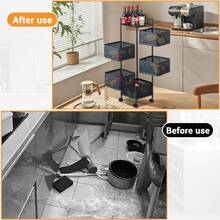 Space Saving 6-Tier Rotating Metal Mesh Kitchen Storage Rack – Rolling Organizer Shelf With Lockable Wheels, Mesh Basket Design, Easy Access, Multi-Purpose For Pantry, Bathroom, Laundry - View 3