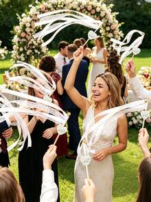 Personalized Ribbon Fairy Wands With Bells And Tags, Durable, Suitable For Wedding And Christmas Gifts, Applicable For Party, Birthday Celebration, European Wedding, Celebration Event Party Decoration, Party Prop - Multicolor - View 6