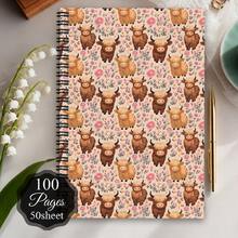 1pc Of Stylish Spiral Notebook Featuring Highland Cattle From Scotland - A Humorous Planner For Fans Of Highland Cows, A Charming Personal Organizer With A Travel Journal Theme, Perfect Birthday Present For Women And Friends - G - View 3