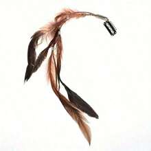 1pc Artificial Feather Bohemian Style Hair Clip, Tassel Design With Snap Button, Adds Bohemian Vibe To Women's Daily Hairstyle - Khaki - View 8