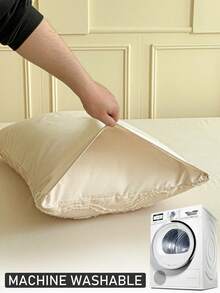 1pc Bohemian Style Khaki Cut-Out Bed Pillowcase, Minimalist Fashion Modern Textured Throw Pillow Cover Suitable For All Seasons, Machine Washable, Without Filling - Khaki - View 6