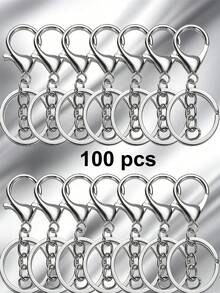 20/50/100pcs Heart-Shaped Swivel Clasp Keychain - Colorful Metal Spring Snap, Suitable For DIY Crafts, Jewelry, Lanyards And Accessories, Zinc Alloy Lobster Claw - Silver - View 23