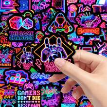 50pcs Cartoon Cool Neon Game Graffiti Cyberpunk Style Niche Decorative Stickers For Refrigerator And Milk Tea Cup - Neon Games - 1967 - View 7