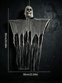 2/1pc Scary Halloween Hanging Skeleton Ghost Decor Outdoor, Grim Reaper Best Halloween Outdoor Decoration, Haunted House Props, Party Supplies, Halloween Skeleton Outdoor Yard Decor, Haunted House Entrance Scary Props, Haunted House Entrance Ghost Face Scary Props - A - View 3