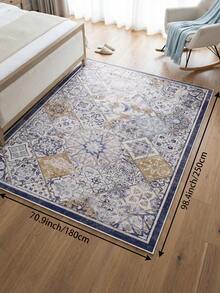 1pc Blue Moroccan Style Living Room Rug. Suitable For Kitchen, Dining Room, Bedroom, Room Holiday Decoration, Indoor/Outdoor, Office, Lobby, Anti-Slip Doormat, Bathroom Rug, Hallway, Study Gaming Area Rug. - Blue - View 16