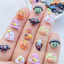 20/40pcs Halloween Resin Stickers - Cute Cartoon Ghosts, Pumpkins, Witches, Expressive Bats And Skull Stickers - DIY Crafts, Planner Decoration, Wedding Supplies - Durable Creative Design, Suitable For Planner Making And Art Projects - Random Assortment - Transparent - View 7