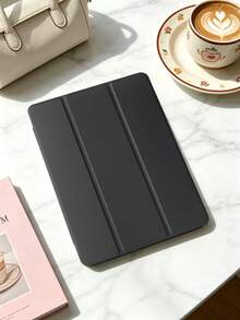 Solid Color Silicone Honeycomb Soft Shell Protective Case Compatible With Mini1/2/3/Mini4/Mini5/Mini6/Mini7/Air/Air2/9.7/Pro9.7/10.2/10.5/Air4/Air5/10.9/Pro 11 Inch/10th Generation/ (A16) 11 Inch 11th Generation 2025 Apple Models A7/A8/A9/S7/S8 Models MatePad Pro 10.8 Models Tri-Fold Stand Multi-Angle Stand Honeycomb Heat Dissipation Inner Shell Magnetic Sleep/Wake Simple Casual Business Multi-Fold Tablet Case Flip Tablet Case No Pen Slot Model Product Does Not Include Pen - Black - View 3