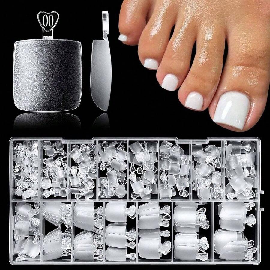 320 Uas Postizas De Gel Suave Transparentes Para Los Pies, Cortas Y Cuadradas, 16 Tamaos, Para Extensiones De Uas De Gel O Acrlico. - Por supuesto - Ver 1