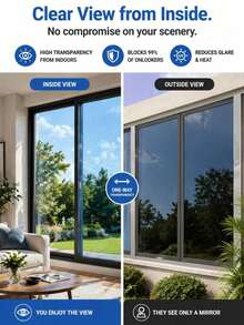 One-Way Mirror Window Film, Privacy Anti-Peeping, Day & Night Shade, Reflective Heat Insulation, UV Protection, Suitable For Home, Office, Bathroom, Glass Doors - 1PC - View 8