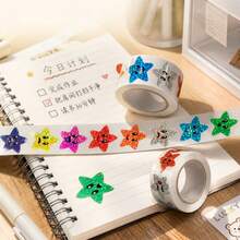 500pcs/Roll Colorful Laser Five-Pointed Star Stickers, For Sealing, Labeling, Stationery, Rewards, Journaling, Doodling - Multi-color Dazzling Emojis - View 6