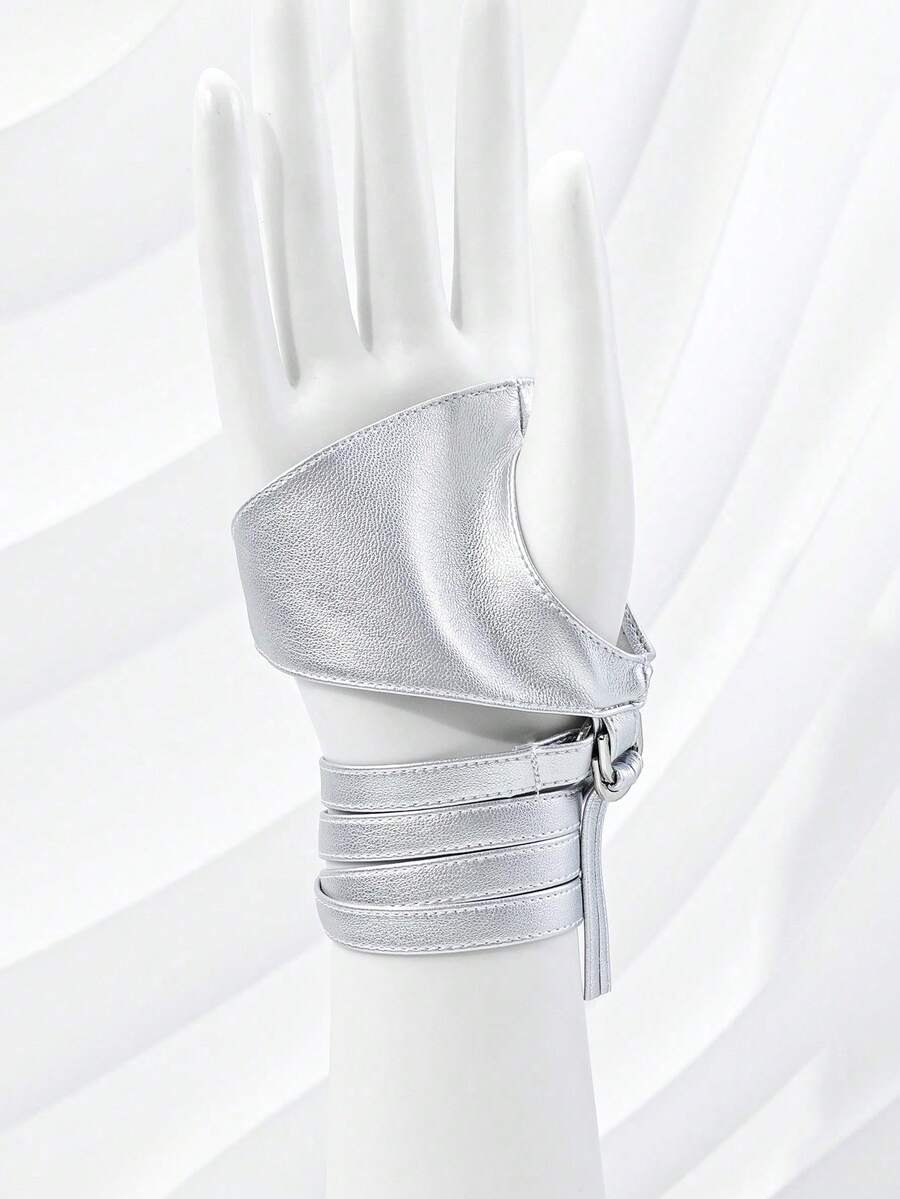 1 Pair Motorcycle Lace-Up PU Gloves Suitable For Daily Commute And Travel Wear