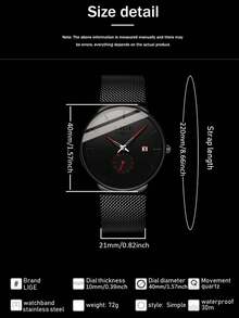LIGE Simple Casual Men's Watch With Stainless Steel Mesh Strap Casual Fashion Men's Business Watch Waterproof Calendar Watch - Black - View 8