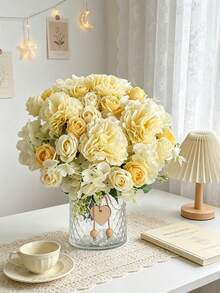1/3pcs Artificial Carnation Bouquet Suitable For Wedding/Restaurant/Bedroom/Kitchen/Hotel/Office Decoration DIY Flower Wreath Gift Festival/Birthday Decoration Indoor/Outdoor Decoration Valentine's Day Gift - Yellow - View 1