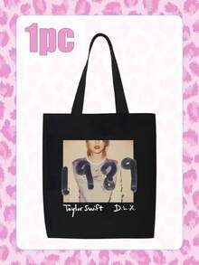 Bolso Tote RED Album, marco cuadrado rojo con impresión de retrato grande "RED" superpuesta y texto en la parte inferior, bolso de hombro reutilizable con doble asa para fan Swiftie, uso diario, escuela y concierto - Multicolor - Ver 6