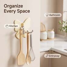 2/4/6Pcs Rotatable Butterfly Triple Hooks, No‑Punch Wall Hanging Storage Rack, Transparent Thickened Over Door Hook Organizer For Kitchen Cabinet Dorm Bedroom - View 4