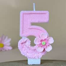 1pc Pure Pink Gradient Double Layer Flower Number Birthday Candle, Suitable For Birthday Party, Company Anniversary Celebration Theme Cake Decoration - View 9