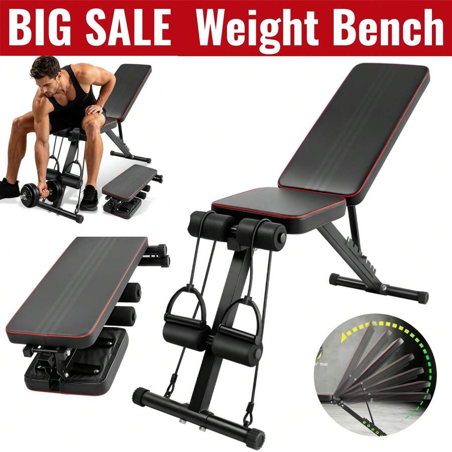 6 In 1 Adjustable Weight Bench, 800LBS Weight Workout Bench With Leg Extension And Preacher Pad, Utility Weight Bench With 6-Position Adjustable Backrest, Strength Training Benches For Home Gym - Black - View 1