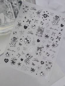 1 Sheet Of Metal Nail Art Luxury Sticker, Hand Account Silver, Hot Girl Nail Charm Sticker, Love, Sweet And Cool, Blackberry Nail Art Accessory DIY Nail Stickers - Multicolor - View 4