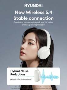 HYUNDAI HY-T02MAX頭戴式藍牙耳機搭配貓耳朵配件，5.4HIFI高清音質重低音通話精準降噪音樂運動遊戲低延遲長續航商務頭戴式耳機通用手機平板電腦 - 黑色+貓耳朵 - 查看 6
