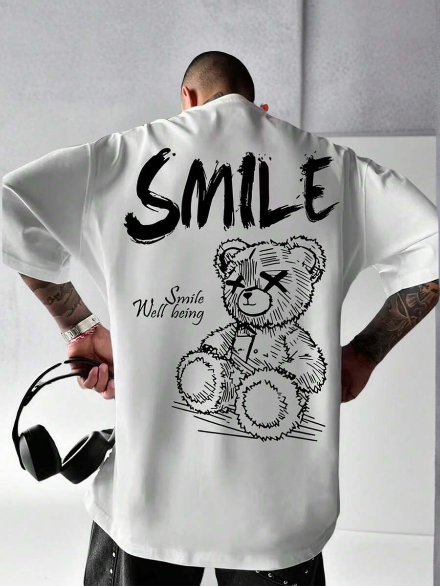 Zrgoth Men's Short Sleeve T-Shirt, Casual, Versatile, With Simple Print - White - View 1