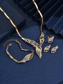Water Droplet Shaped Bridal Fashionable Crystal, Gorgeous Jewelry, Suitable As Wedding And Dance Gifts. - Gold - View 6