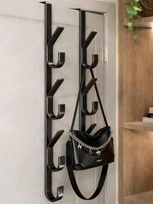 1pc Multi-Function Door Hook, Straight Design, Carbon Steel Material, Can Be Used As Coat Hook Or Towel Rack, Space-Saving, Suitable For Bedroom, Garage, Laundry Room, Bathroom, Guest Room, Kitchen, Hotel, Etc. - Multicolor - View 2
