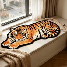 1pc Brown Tiger Shaped Faux Cashmere Rug, Thickened Carpet, Thick Carpet, Furry Carpet, Autumn/Winter Carpet, Thickened Carpet, Decorative Carpet, Bedroom Decor, Small Rug, Carpet, Home Decor, Living Room Carpet - Multicolor - View 2
