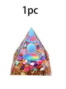 1pc Colorful Orgone Pyramid Home Decor Desk Decor Holiday Gift Room Decoration Father's Day Gift - Multicolor - View 7