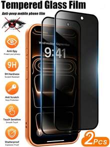 2pcs Anti-Peeping Privacy Screen Protector For IPhone 17/16 Pro Max/16 Plus/15 Pro Max/14/13/12/11, AR Transparency Enhancement Process, No Color Cast, 3D Curved Edges, More Comfortable Feel. - Black - View 34