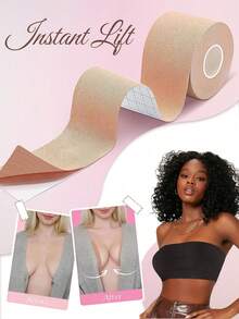 1pc Women's Plus Size Body Tape Invisible Lifting Push-Up Free Cut Self-Adhesive Breast Lift Tape - Khaki - View 1