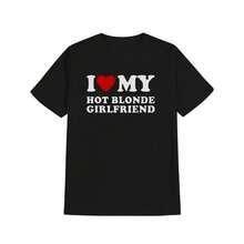 [100% Cotton] [100% Cotton]  I Love My Girlfriend Gf I Heart My Girlfriend GF T-Shirt  Golf Gift T-Shirt For Men And Women - 黑色 - 查看 3
