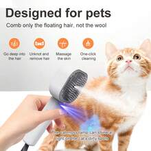 Pet Supplies, 3-In-1 Pet Grooming Comb Spray Brush, Gentle Detangling, Anti-Static, Skin Massage, Suitable For Cats And Dogs, With Spray Function, Comfortable And Convenient To Use And Easy To Clean. - Light Grey - View 2
