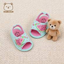 RABEISIR Sandalias para caminar de bebé, zapatos con diseño de pez y sandía de fondo suave, transpirables y antideslizantes, adecuados para uso diario y vacaciones, primavera y verano - Azul Cadete - Ver 11