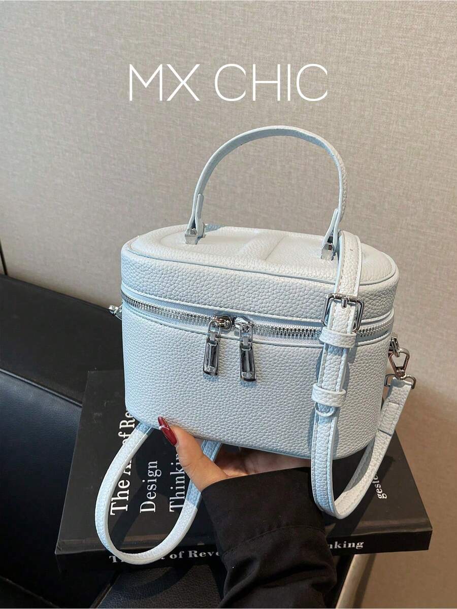 1 pieza Bolso de mano mini para mujer, bolso cruzado de unicolor con bordado de rombo de moda adecuado para sostener tarjetas y llaves - Azul - Ver 1